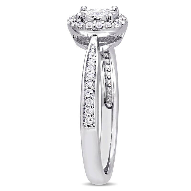 Main Image 2 of Previously Owned - 1/3 CT. T.W. Diamond Frame Engagement Ring in Sterling Silver