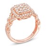 Thumbnail Image 2 of Previously Owned - 1 CT. T.W. Multi-Diamond Diamond Cushion Frame Braid Shank Ring in 10K Rose Gold
