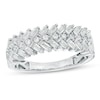 Thumbnail Image 1 of Previously Owned - 1/2 CT. T.W. Baguette and Round Diamond Chevron Ring in 10K White Gold