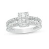 Thumbnail Image 1 of Previously Owned - 1/2 CT. T.W. Baguette Multi-Diamond Diamond Multi-Row Engagement Ring in 10K White Gold