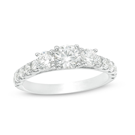 Previously Owned - 1-1/2 CT. T.w. Diamond Past Present Future® Engagement Ring in 10K White Gold