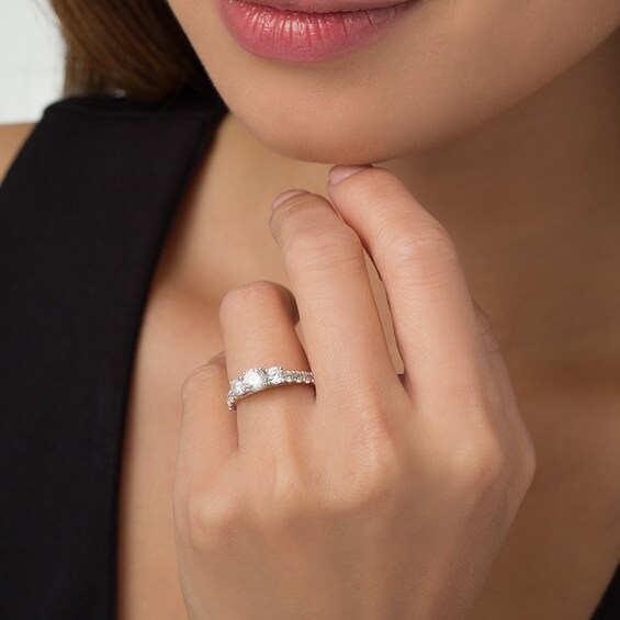 Previously Owned - 1-1/2 CT. T.w. Diamond Past Present FutureÂ® Engagement Ring in 10K White Gold