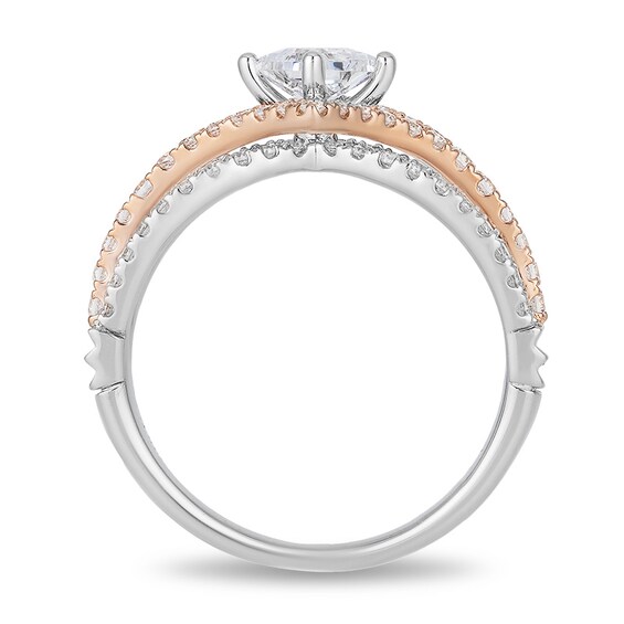 Previously Owned - Enchanted Disney Aurora 1 CT. T.w. Princess-Cut Diamond Frame Engagement Ring in 14K Two-Tone Gold
