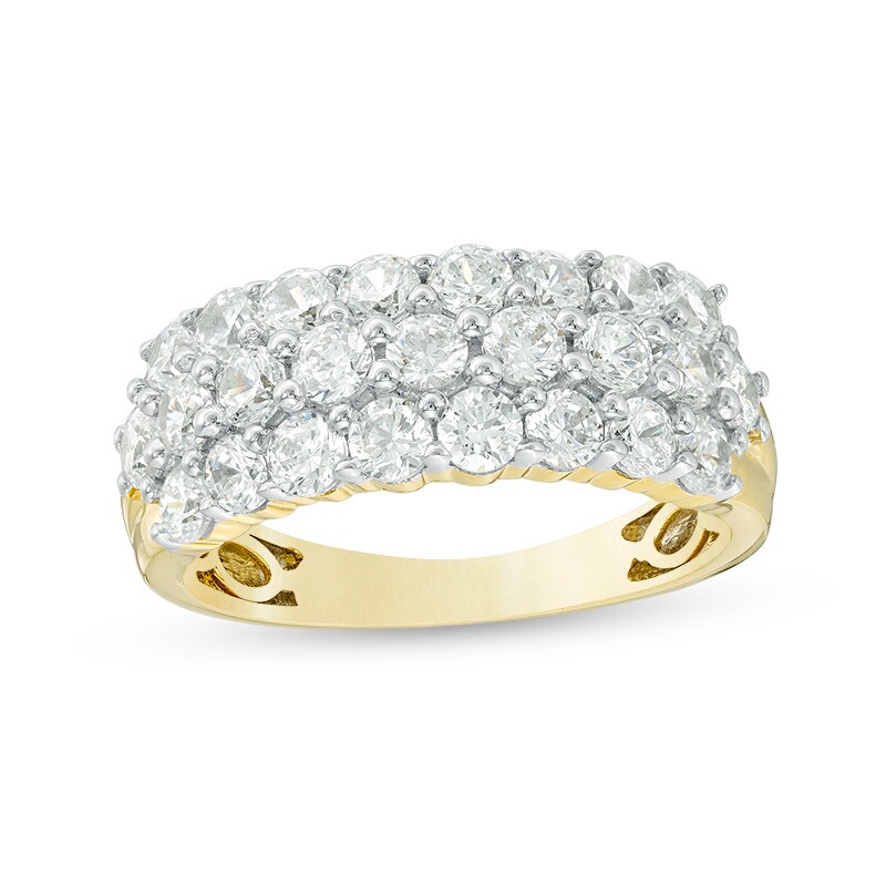 Main Image 1 of Previously Owned - 2 CT. T.W. Diamond Multi-Row Band in 18K Gold
