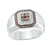 Thumbnail Image 1 of Previously Owned - 5/8 CT. T.W. Champagne and White Diamond Double Octagonal Frame Ring in Sterling Silver