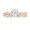 Thumbnail Image 4 of Previously Owned - 1/2 CT. T.W. Diamond Frame Twist Shank Bridal Set in 10K Rose Gold