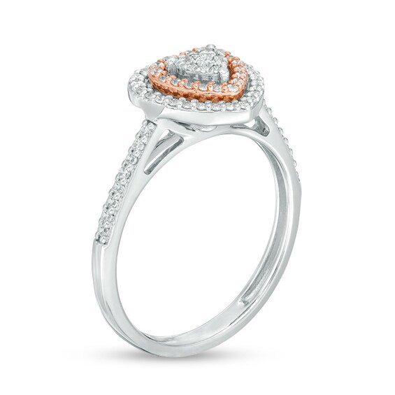 Previously Owned - 1/3 CT. T.w. Multi-Diamond Diamond Double Heart Frame Ring in 10K Two-Tone Gold
