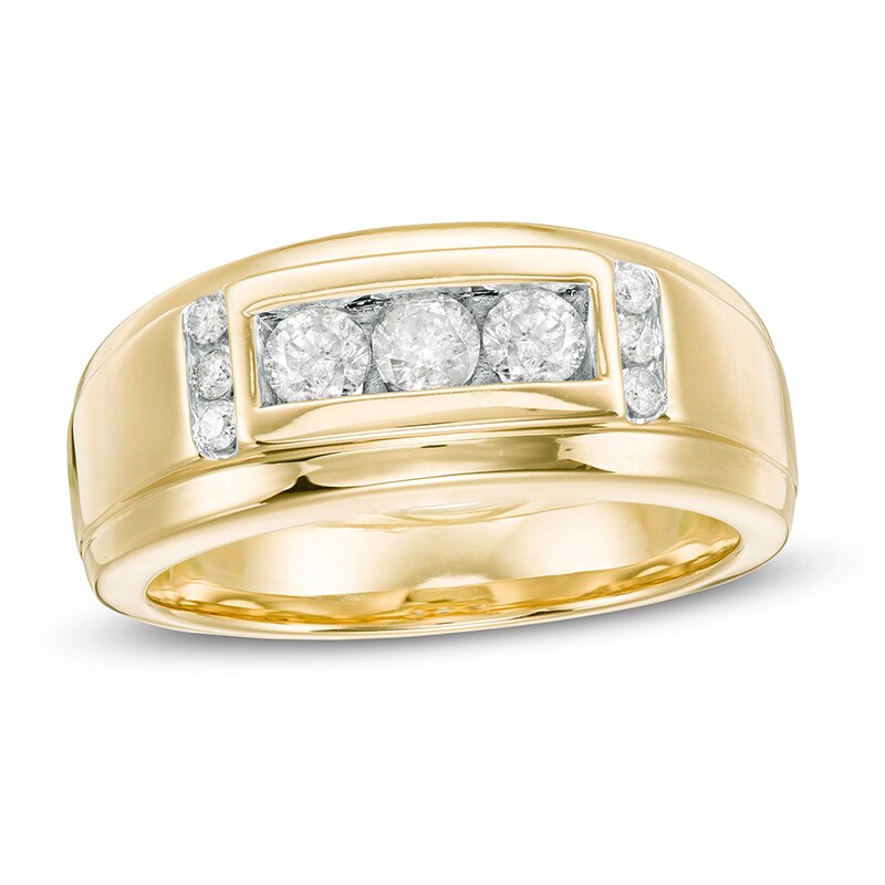 Main Image 1 of Previously Owned - 5/8 CT. T.W. Diamond Three Stone Collar Ring in 10K Gold