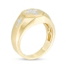 Thumbnail Image 3 of Previously Owned - 1/5 CT. T.W. Diamond Triple Cross Multi-Finish Bevelled Shank Octagon Signet Ring in 10K Gold