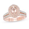 Thumbnail Image 1 of Previously Owned - Oval Morganite and 1/4 CT. T.W. Diamond Double Frame Floral Bridal Set in 10K Rose Gold