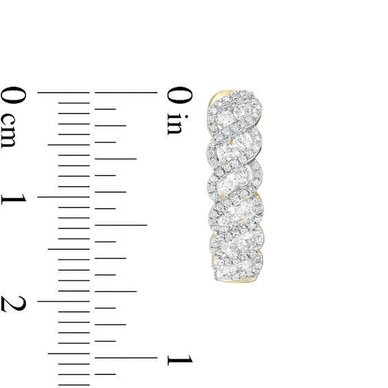 Previously Owned - 1 CT. T.w. Diamond Cascading Twist Hoop Earrings in 10K Gold