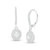 Thumbnail Image 1 of Previously Owned - 1/2 C. T.W. Oval Diamond Double Frame Drop Earrings in 10K White Gold