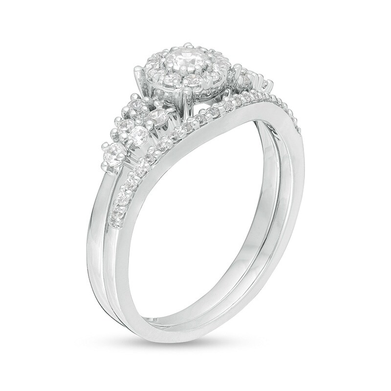 Main Image 3 of Previously Owned - 1/2 CT. T.W. Diamond Frame Bridal Set in 10K White Gold