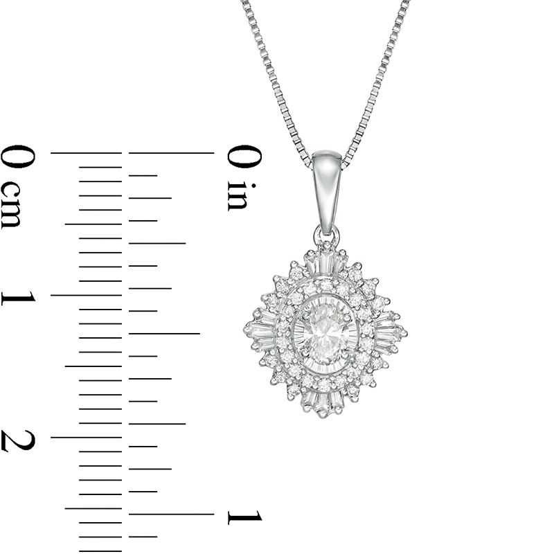 Main Image 2 of Previously Owned - Marilyn Monroe™ Collection 3/8 CT. T.W. Oval Diamond Frame Starburst Pendant in 10K White Gold