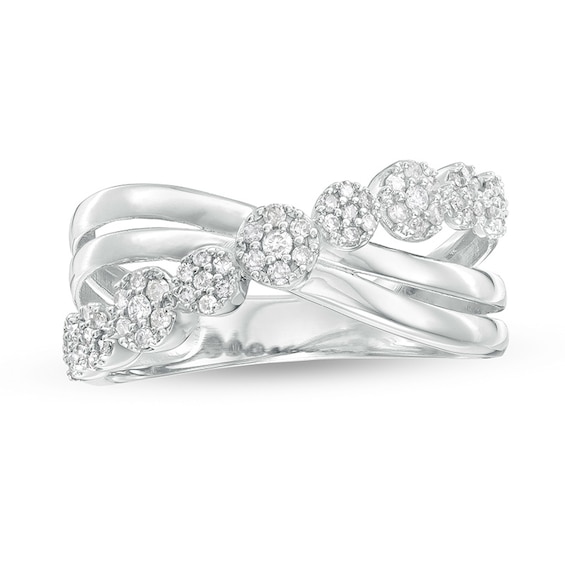 Previously Owned - 1/4 CT. T.w. Composite Diamond Criss-Cross Split Shank Ring in 10K White Gold