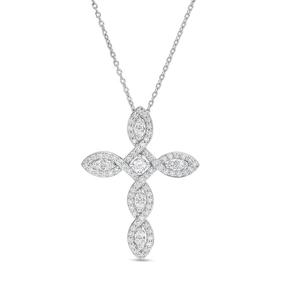 Previously Owned - 1 CT. T.w. Diamond Cross Pendant in 10K White Gold