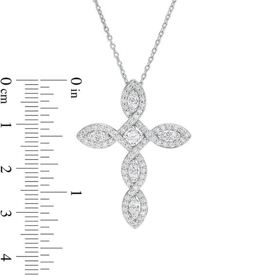 Previously Owned - 1 CT. T.w. Diamond Cross Pendant in 10K White Gold