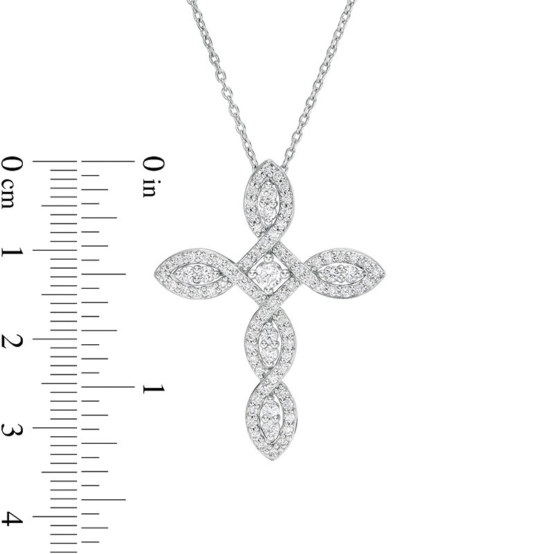 Main Image 3 of Previously Owned - 1 CT. T.W. Diamond Cross Pendant in 10K White Gold