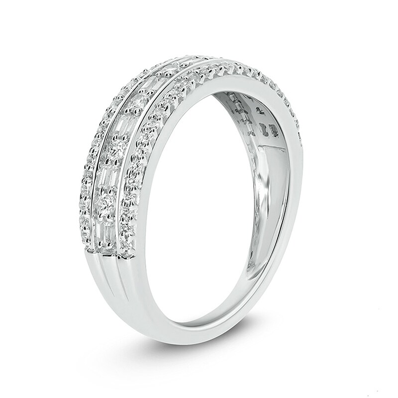Main Image 2 of Previously Owned - 1/2 CT. T.W. Baguette and Round Diamond Vintage-Style Anniversary Band in 10K White Gold