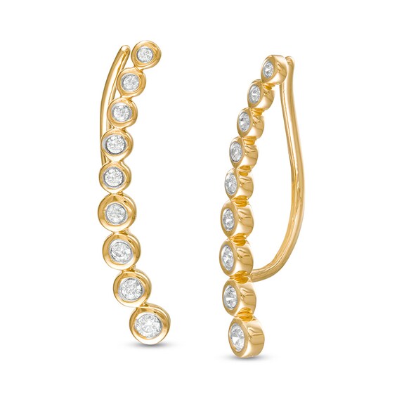 Previously Owned - Remixed Reimagined 1/4 CT. T.w. Journey Diamond Curved Crawler Earrings in 10K Gold