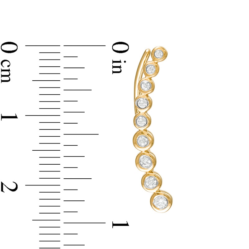 Main Image 3 of Previously Owned - Remixed Reimagined 1/4 CT. T.W. Journey Diamond Curved Crawler Earrings in 10K Gold