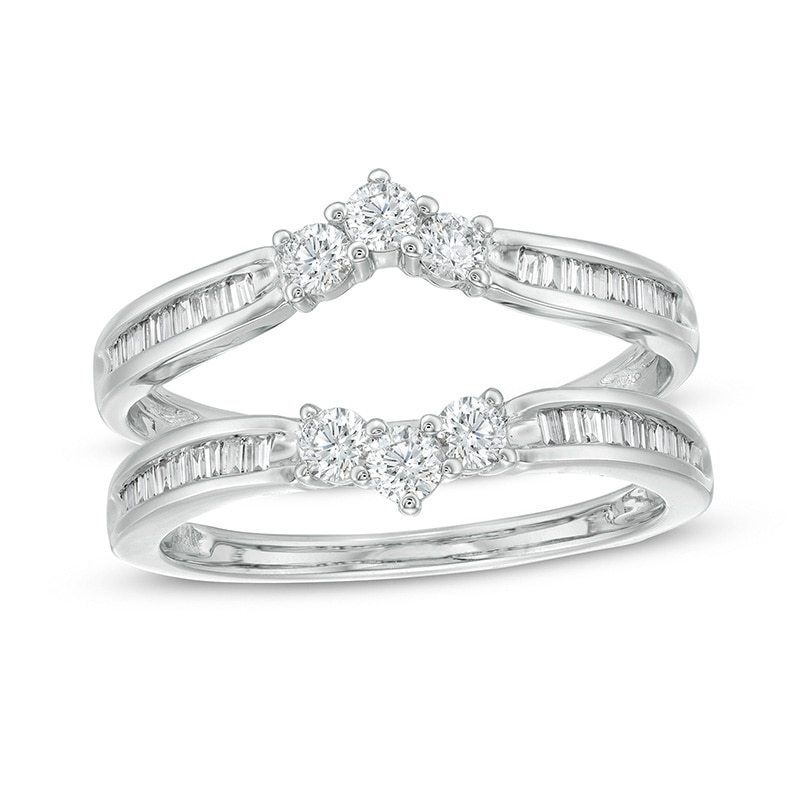 Main Image 1 of Previously Owned - 5/8 CT. T.W. Baguette and Round Diamond Enhancer in 14K White Gold