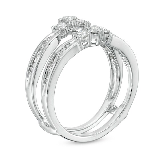 Previously Owned - 5/8 CT. T.w. Baguette and Round Diamond Enhancer in 14K White Gold