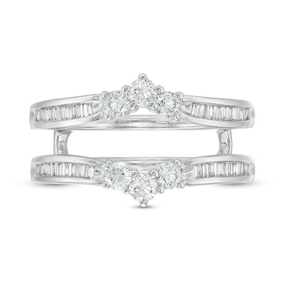 Previously Owned - 5/8 CT. T.w. Baguette and Round Diamond Enhancer in 14K White Gold