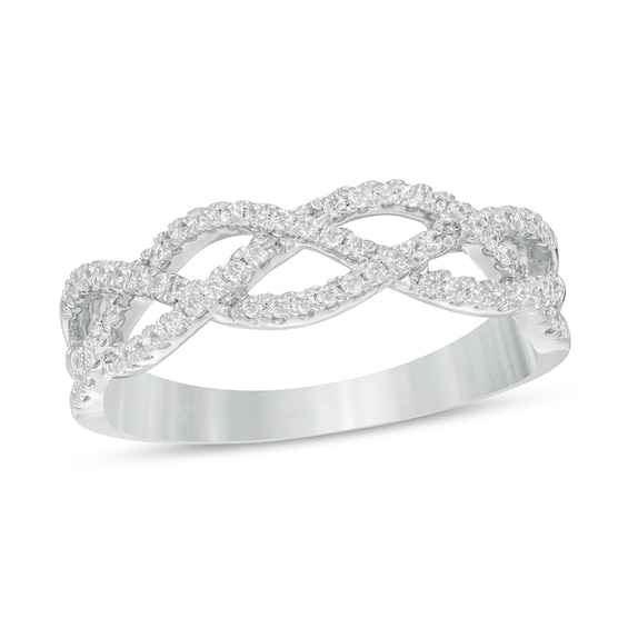Previously Owned - 1/5 CT. T.w. Diamond Loose Braid Ring in 10K White Gold