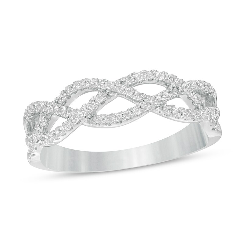 Main Image 1 of Previously Owned - 1/5 CT. T.W. Diamond Loose Braid Ring in 10K White Gold