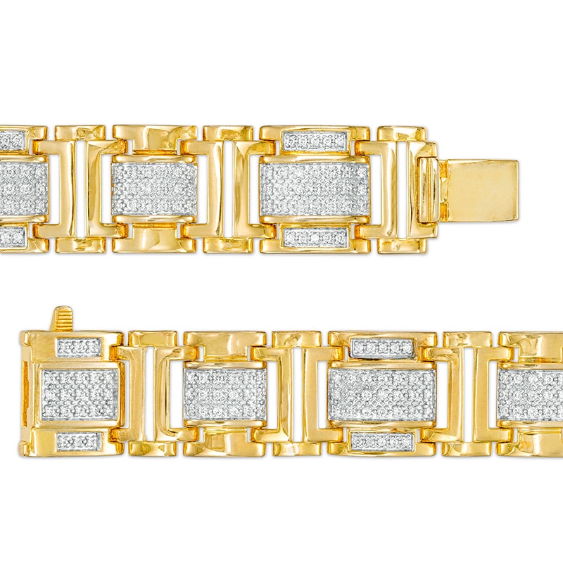 Main Image 2 of Previously Owned - 1-1/2 CT. T.W. Diamond Multi-Row Link Bracelet in 10K Gold - 8.5"