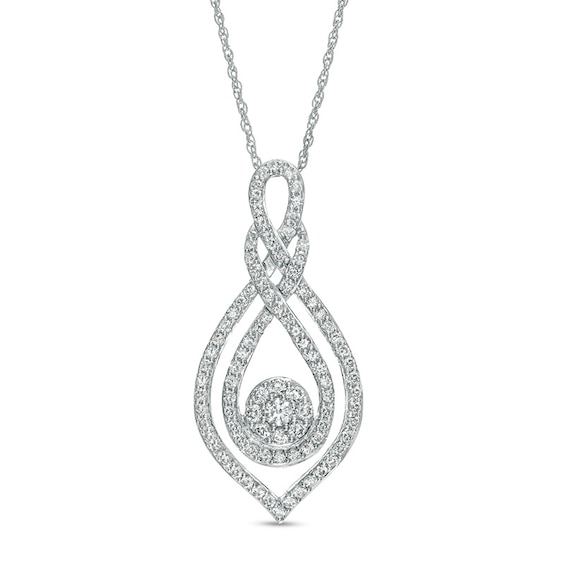 Previously Owned - 1 CT. T.w. Composite Diamond Double Loop Pendant in Sterling Silver