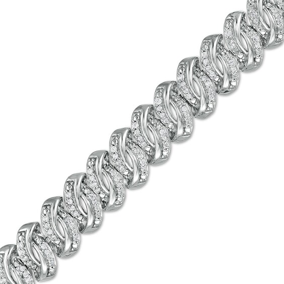 Previously Owned - 1 CT. T.w. Diamond Swirl Links Line Bracelet in Sterling Silver