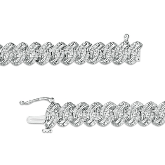 Previously Owned - 1 CT. T.w. Diamond Swirl Links Line Bracelet in Sterling Silver
