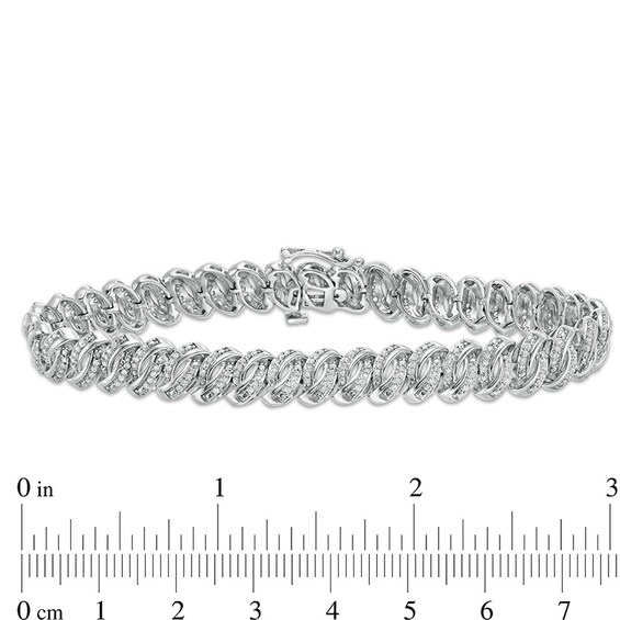 Previously Owned - 1 CT. T.w. Diamond Swirl Links Line Bracelet in Sterling Silver