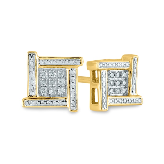 Previously Owned - 1/20 CT. T.w. Composite Square Diamond Overlapping Stud Earrings in 14K Gold