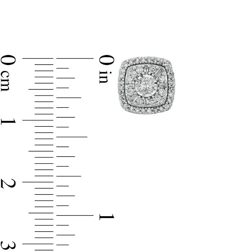 Main Image 4 of Previously Owned - 1 CT. T.W. Multi-Diamond Cushion-Shaped Diamond Frame Pendant and Stud Earrings Set in 10K White Gold