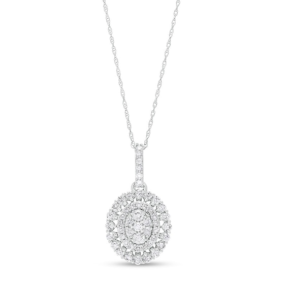 Previously Owned - 1 CT. T.w. Multi-Diamond Pendant in 10K White Gold