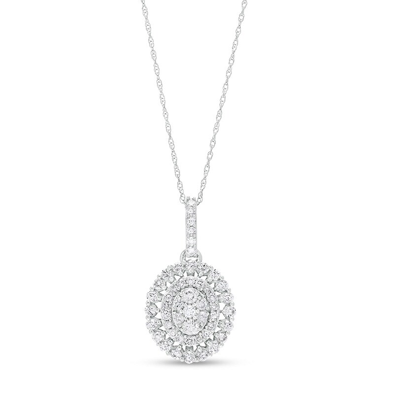 Main Image 1 of Previously Owned - 1 CT. T.W. Multi-Diamond Pendant in 10K White Gold