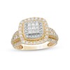 Thumbnail Image 1 of Previously Owned - 1 CT. T.W. Multi-Diamond Cushion-Shaped Diamond Frame Multi-Row Engagement Ring in 10K Gold