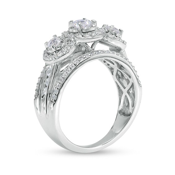 Previously Owned - 1 CT. T.w. Diamond Past Present FutureÂ® Frame Split Shank Engagement Ring in 10K White Gold
