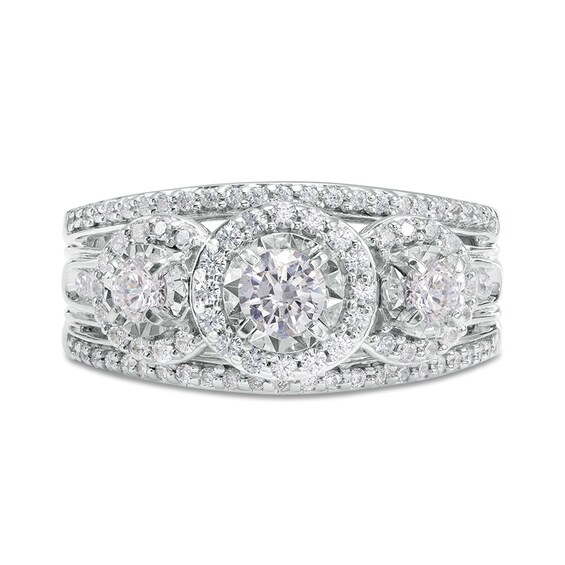 Previously Owned - 1 CT. T.w. Diamond Past Present FutureÂ® Frame Split Shank Engagement Ring in 10K White Gold