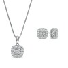 Thumbnail Image 1 of Previously Owned - 1 CT. T.W. Diamond Cushion-Shaped Frame Pendant and Stud Earrings Set in Sterling Silver