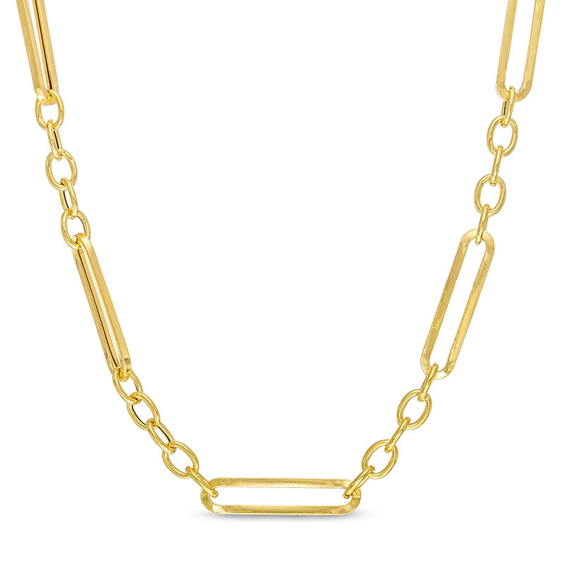 Main Image 1 of Previously Owned - Paper Clip Link and Rolo Chain Necklace in Hollow 10K Gold - 18"