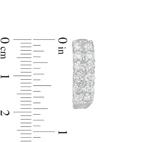 Previously Owned - 2 CT. T.w. Lab-Grown Diamond Double Row Hoop Earrings in 14K White Gold (F/Si2)