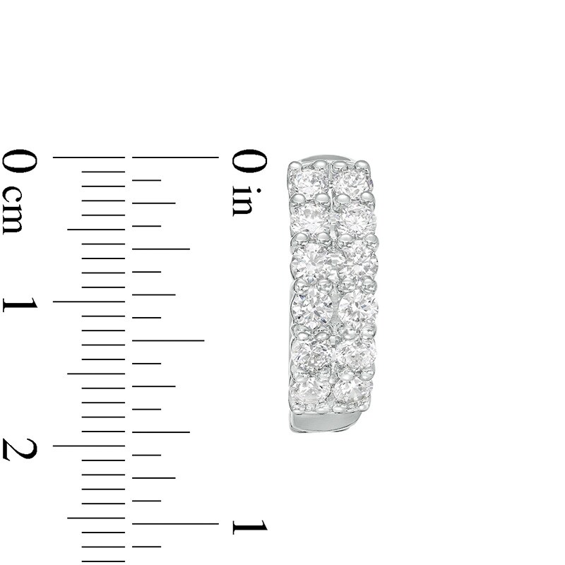 Main Image 3 of Previously Owned - 2 CT. T.W.  Lab-Grown Diamond Double Row Hoop Earrings in 14K White Gold (F/SI2)