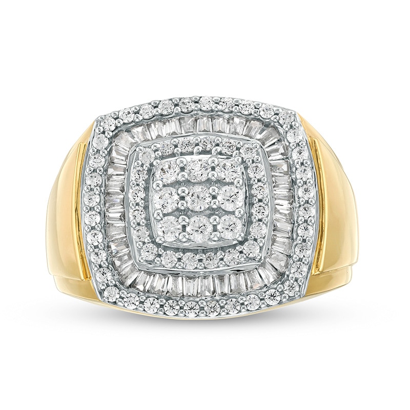 Main Image 1 of Previously Owned - 1-1/2 CT. T.W. Cushion-Shaped Multi-Diamond Triple Frame Ring in 10K Gold