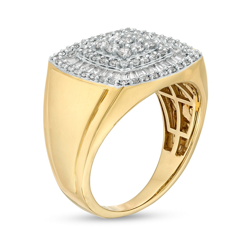 Main Image 3 of Previously Owned - 1-1/2 CT. T.W. Cushion-Shaped Multi-Diamond Triple Frame Ring in 10K Gold