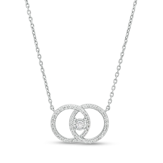 Previously Owned - You Me Us 1/3 CT. T.w. Diamond Interlocked Circles Necklace in 10K White Gold â 19"