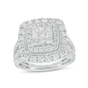 Thumbnail Image 1 of Previously Owned - 2 CT. T.W. Princess Multi-Diamond Double Frame Vintage-Style Engagement Ring in 10K White Gold
